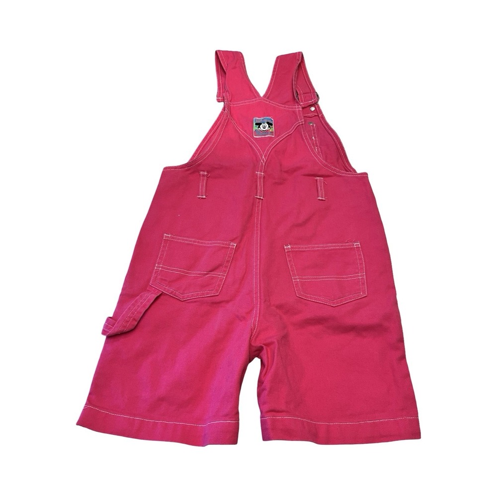 Vintage Mickey & Minnie Mouse Pink Denim Overalls Shortalls Kids Size 10 90s - Picture 6 of 6